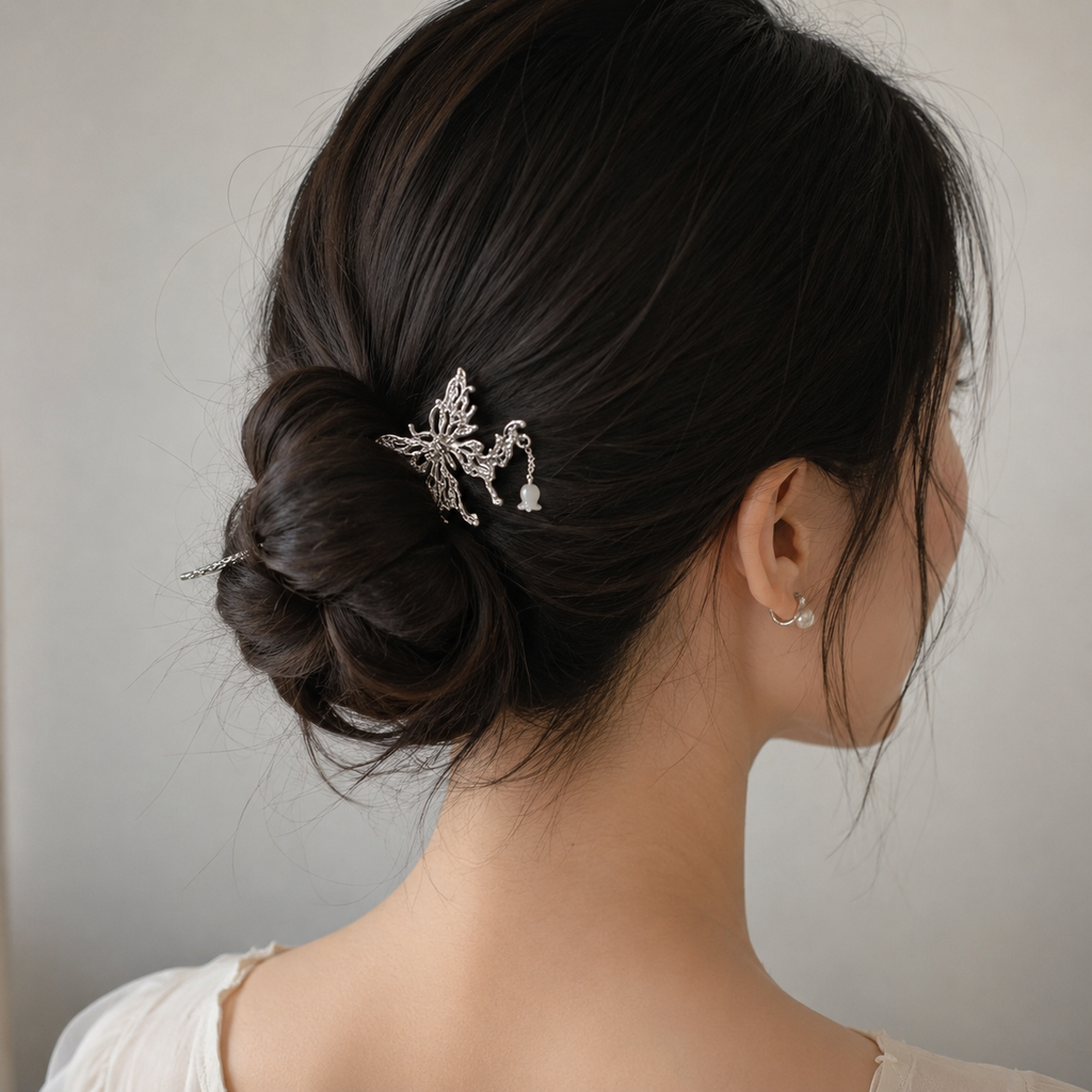 Moonstone Butterfly Tassel Hair Stick