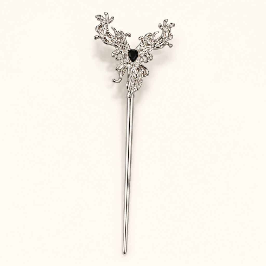 Midnight Violet Butterfly Hair Stick