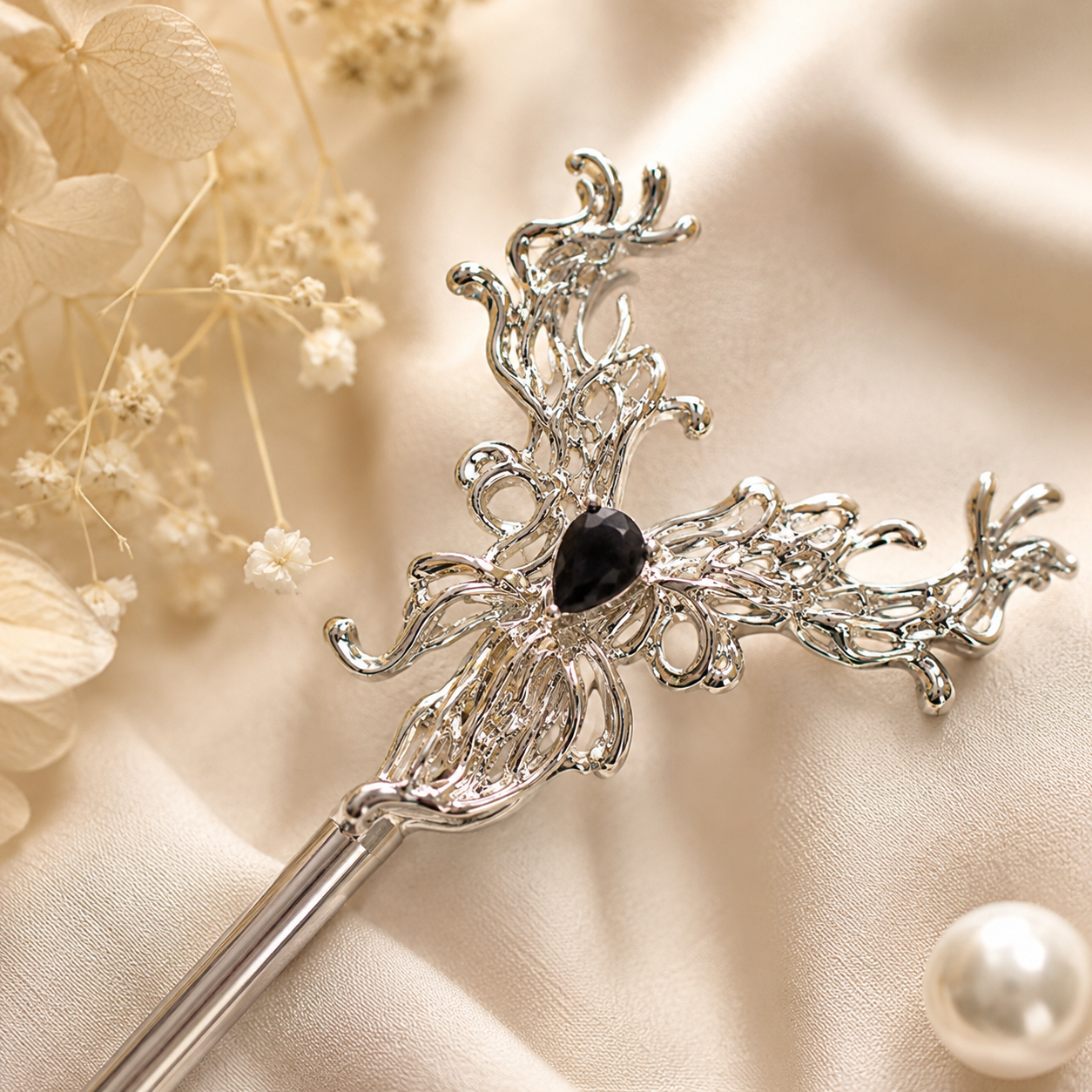 Midnight Violet Butterfly Hair Stick