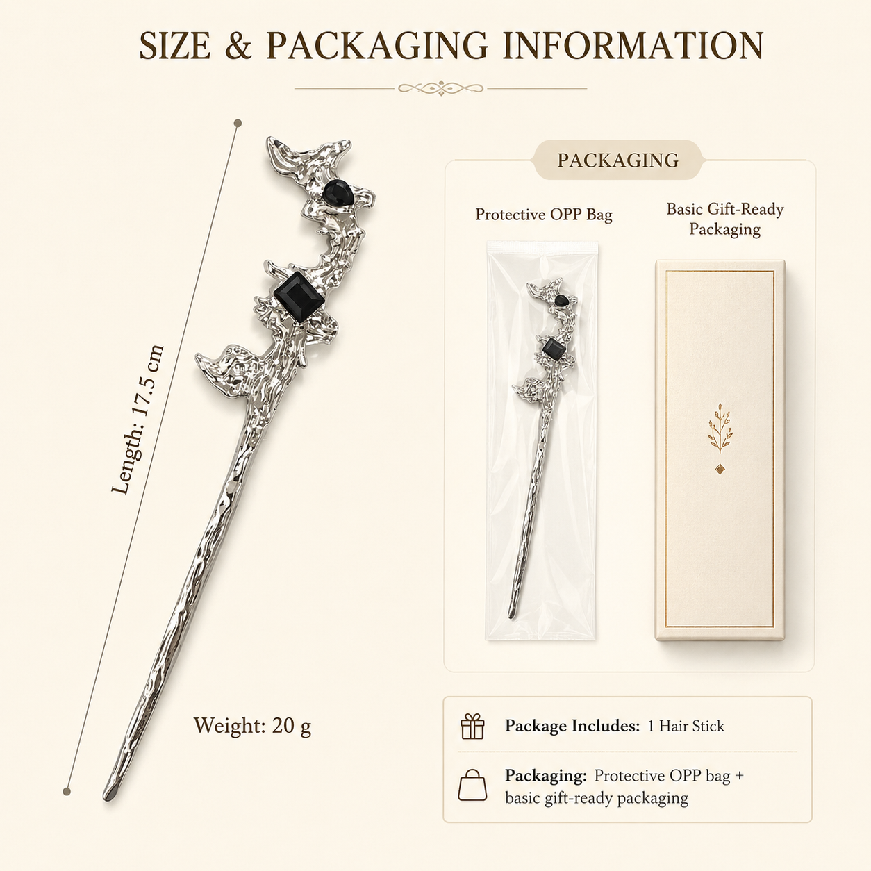 Black Zircon Vine Hair Stick