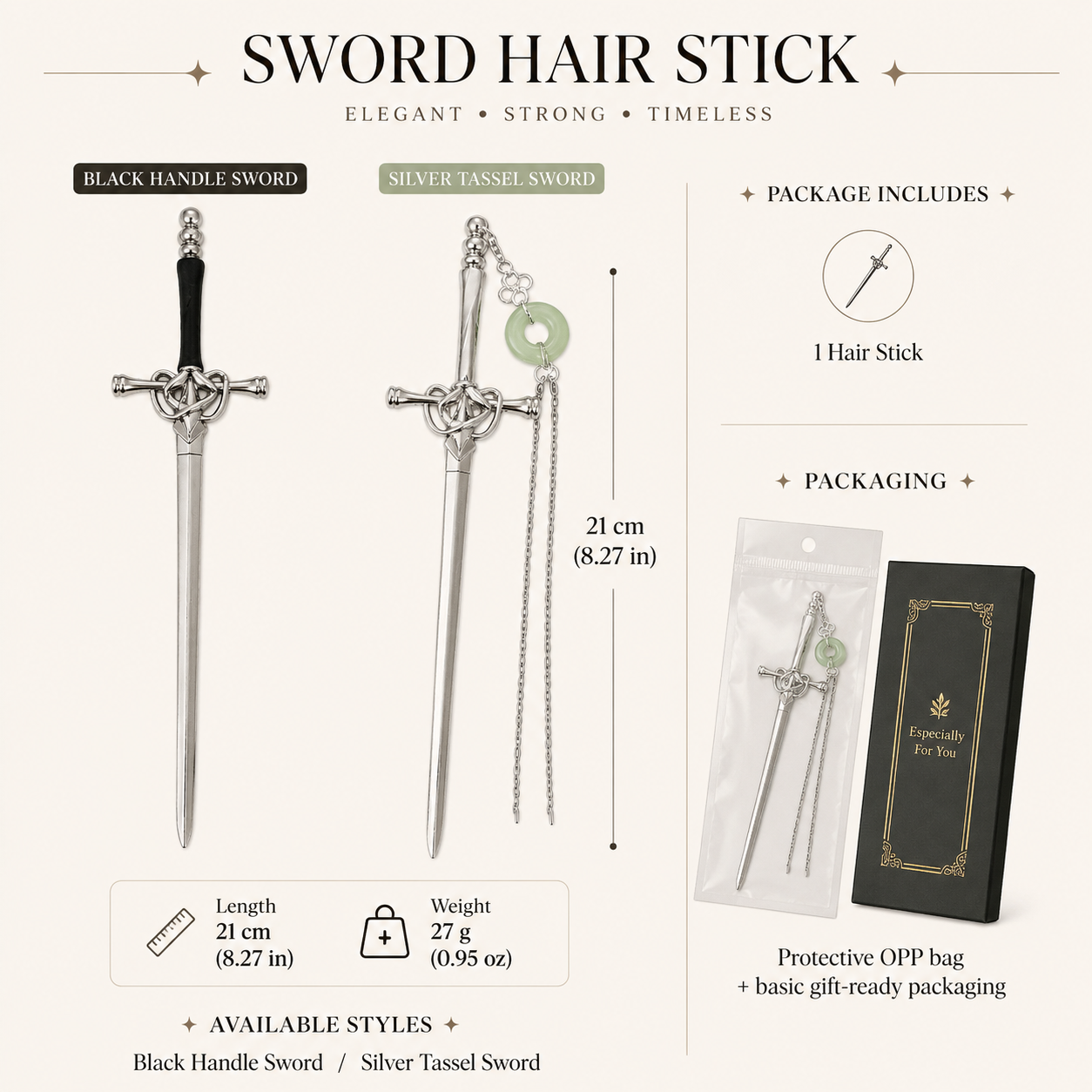 Sword Charm Hair Stick