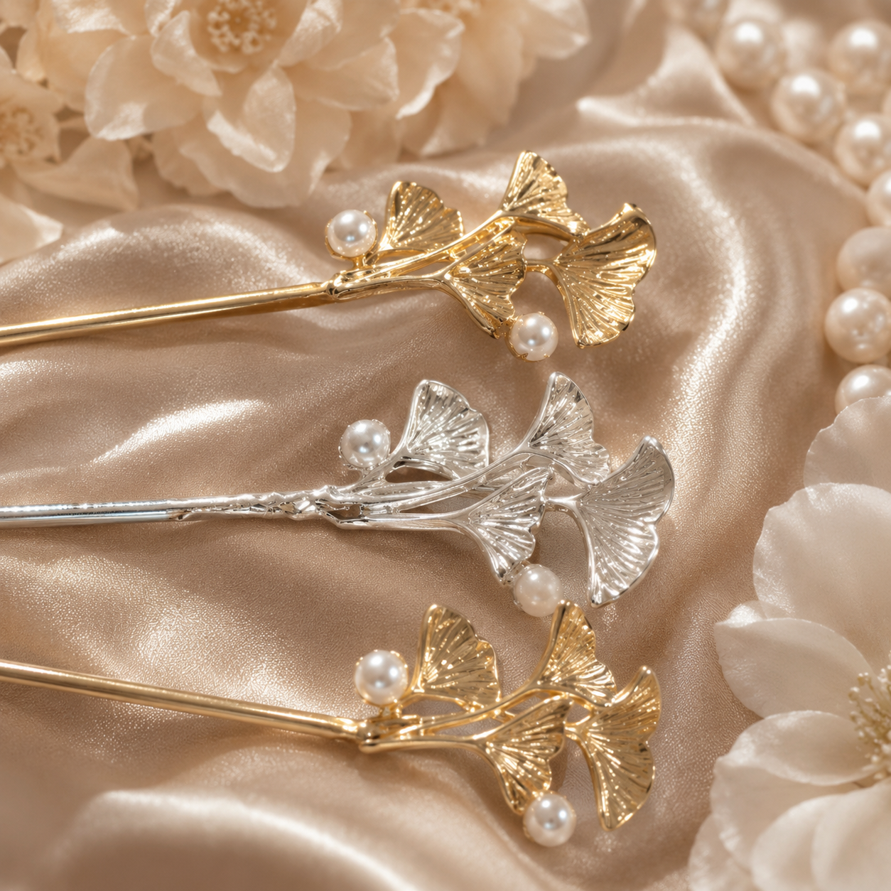 Ginkgo Pearl Hair Stick