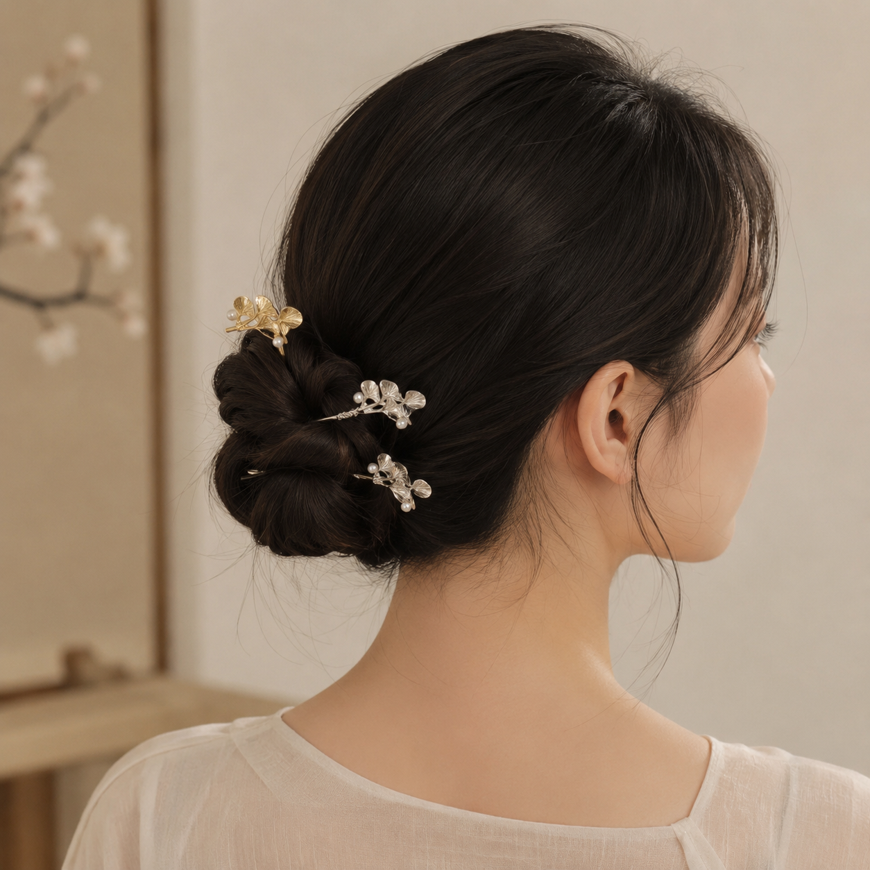 Ginkgo Pearl Hair Stick