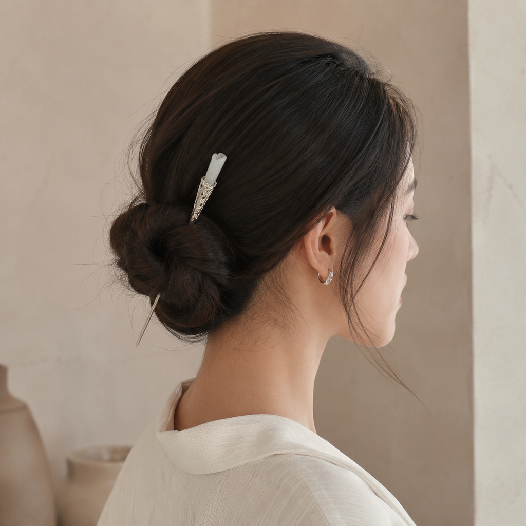 White Crystal Filigree Hair Stick