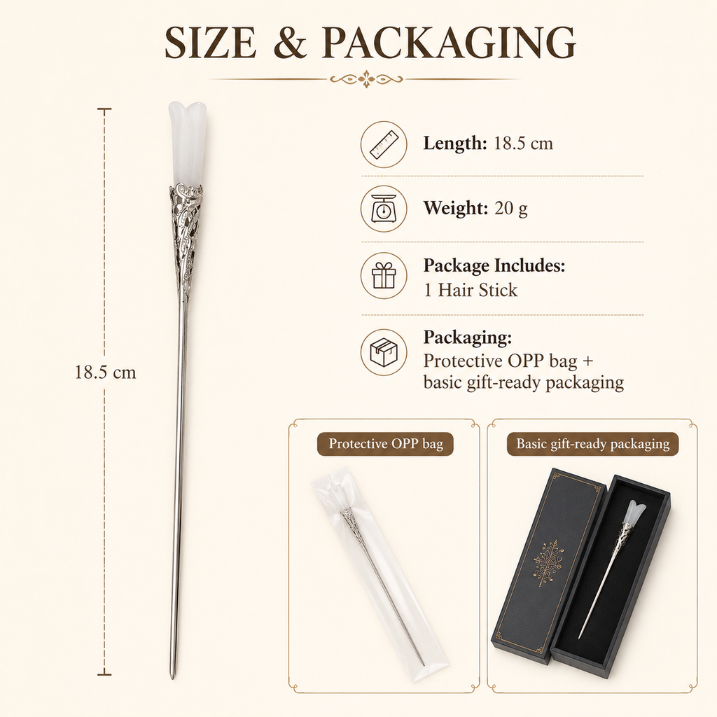 White Crystal Filigree Hair Stick