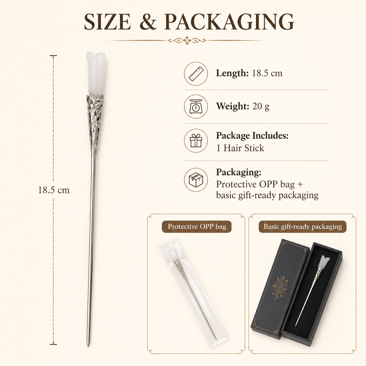 White Crystal Filigree Hair Stick