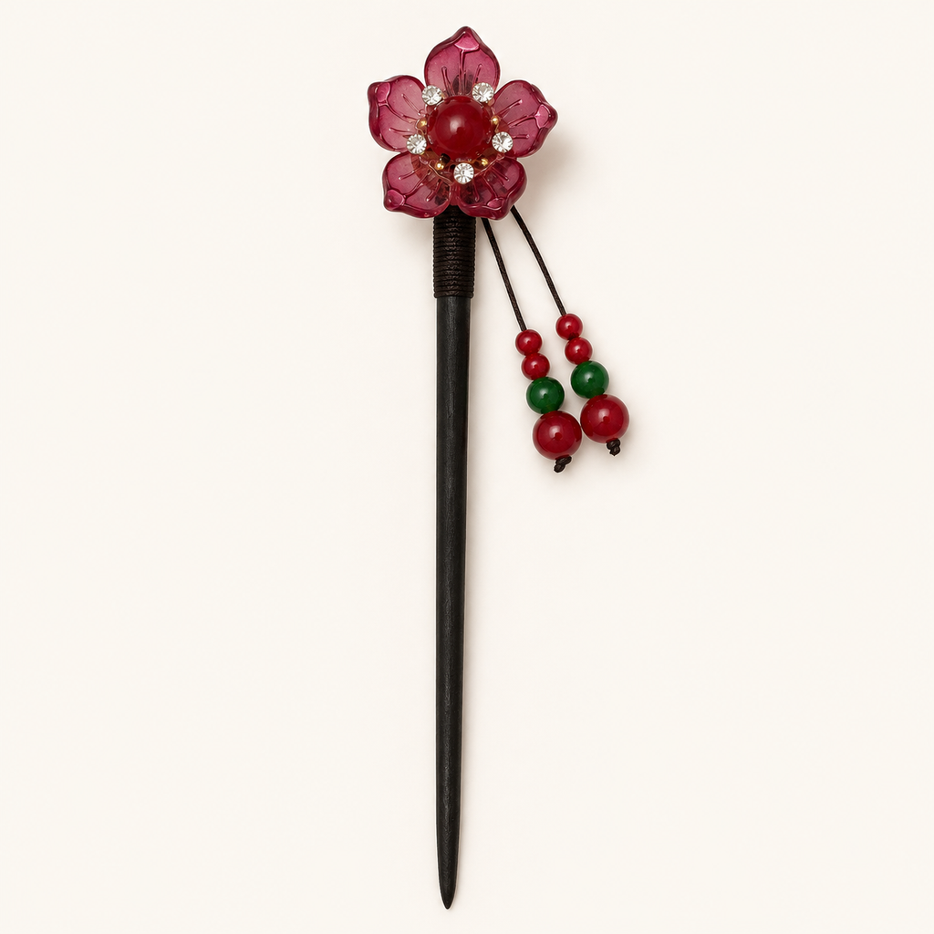 Crimson Blossom Hair Stick