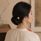 Cloud Moon Floral Tassel Hair Stick
