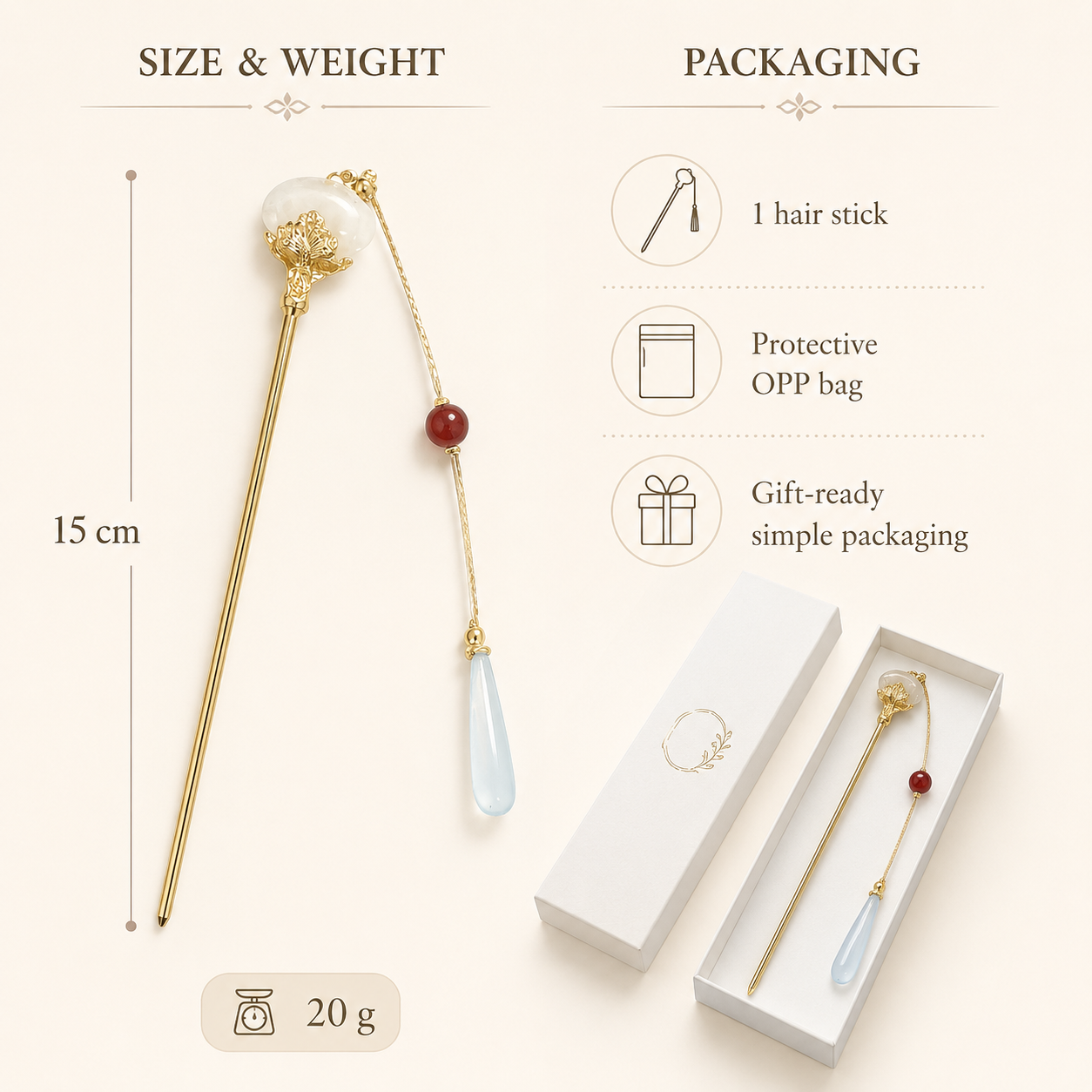 Cloud Moon Floral Tassel Hair Stick