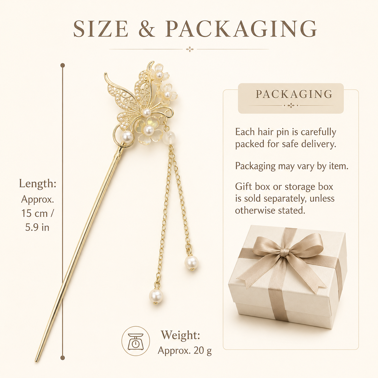 Butterfly Pearl Floral Tassel Hair Stick