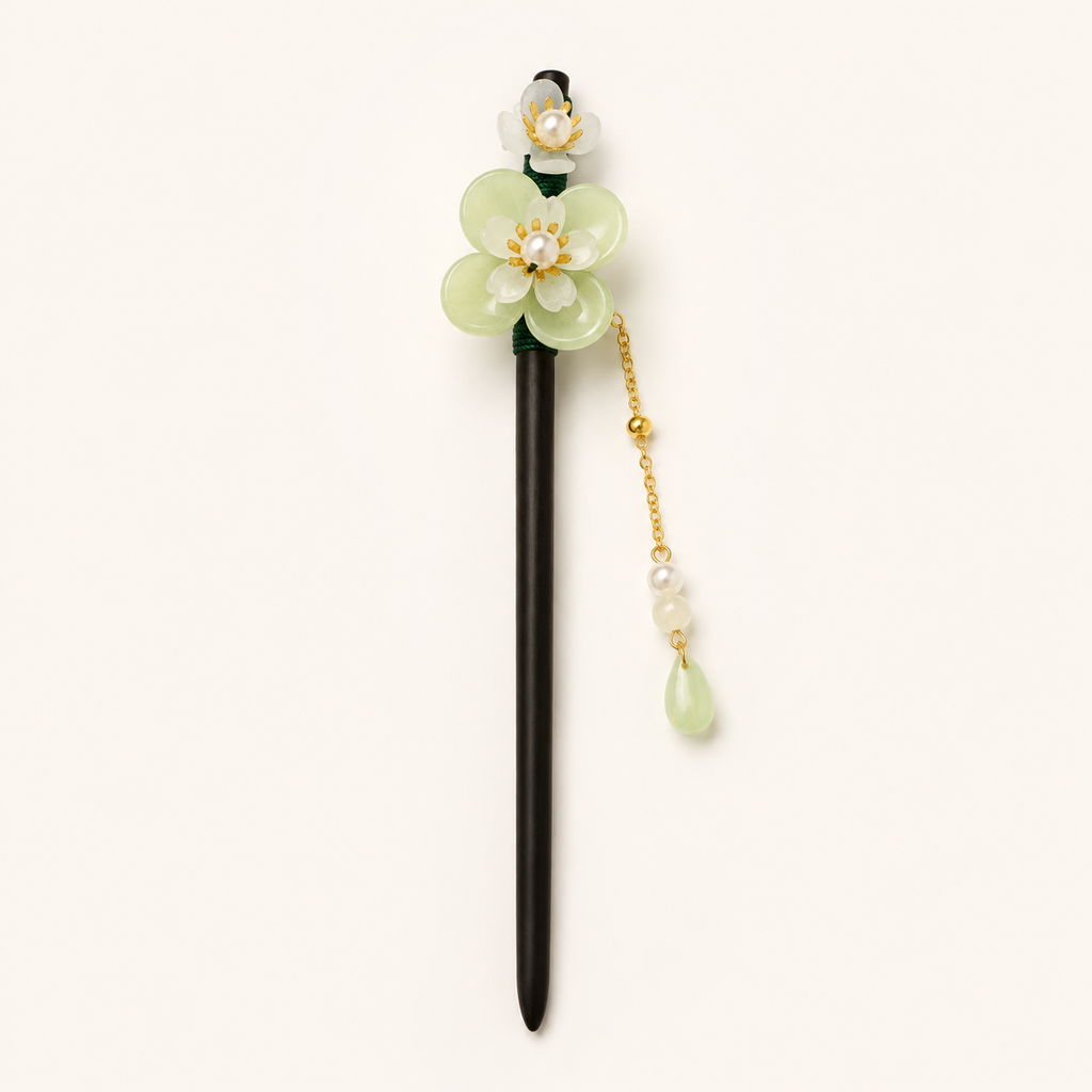 Pale Green Blossom Hair Stick