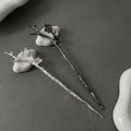 Plum Blossom Branch Hair Stick, Silver Gunmetal Hairpin, Dark Academia Accessory